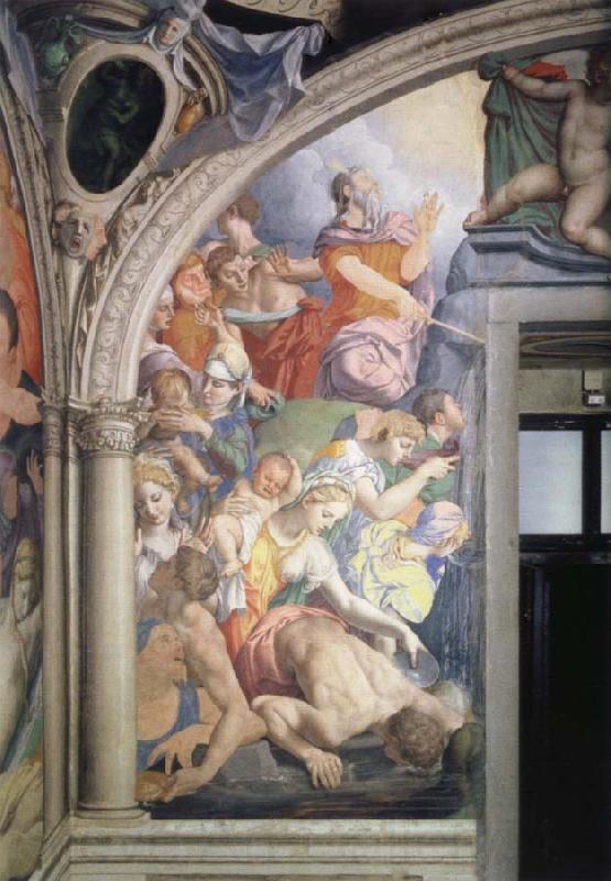 Agnolo Bronzino Mose strikes water out of the rock fresco in the chapel of the Eleonora of Toledo Spain oil painting art